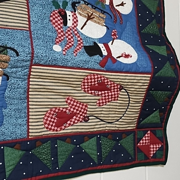 Winter Wonderland Quilted Blanket Wall Hanging Sled Snowmen 35'WX44"L - Picture 11 of 13